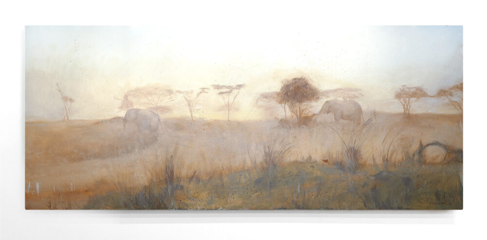 Elephants Print on Canvas (155x65cm) - Image 2